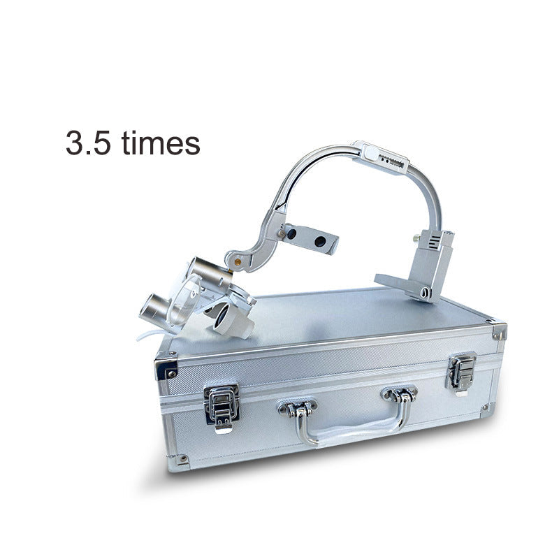 Head-mounted magnifying glass dental headlight