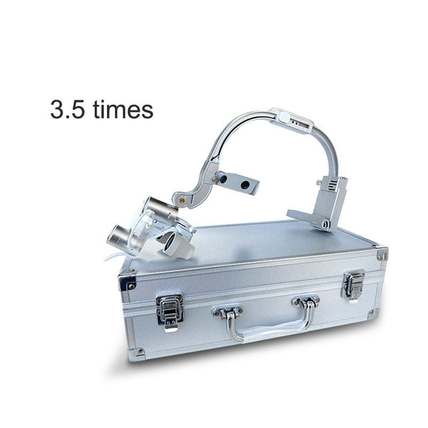 Head-mounted magnifying glass dental headlight