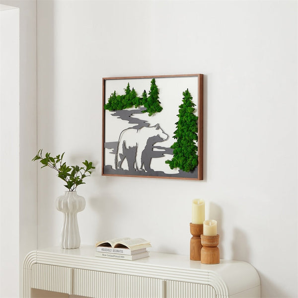 Bear Metal Art Moss Wall Decor