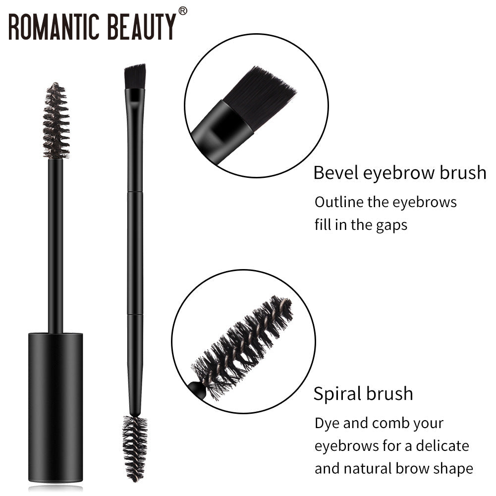 Romantic Beauty Two-Headed Brow Brush For Long-Lasting Styling Waterproof Perspiration-Proof Brow Dye