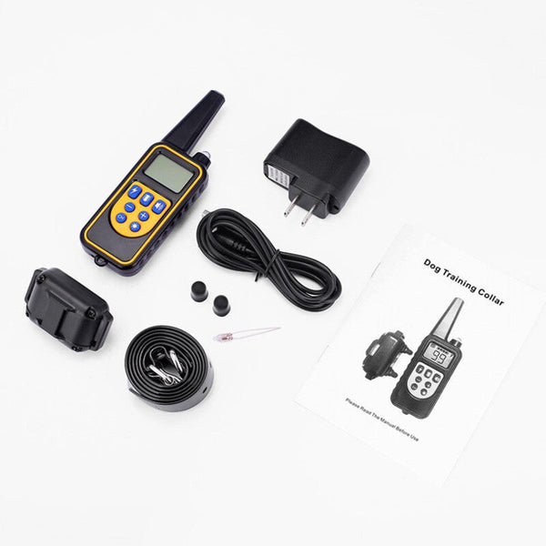 Dog training supplies - bark control device. The collar features electric shock and vibration for training.