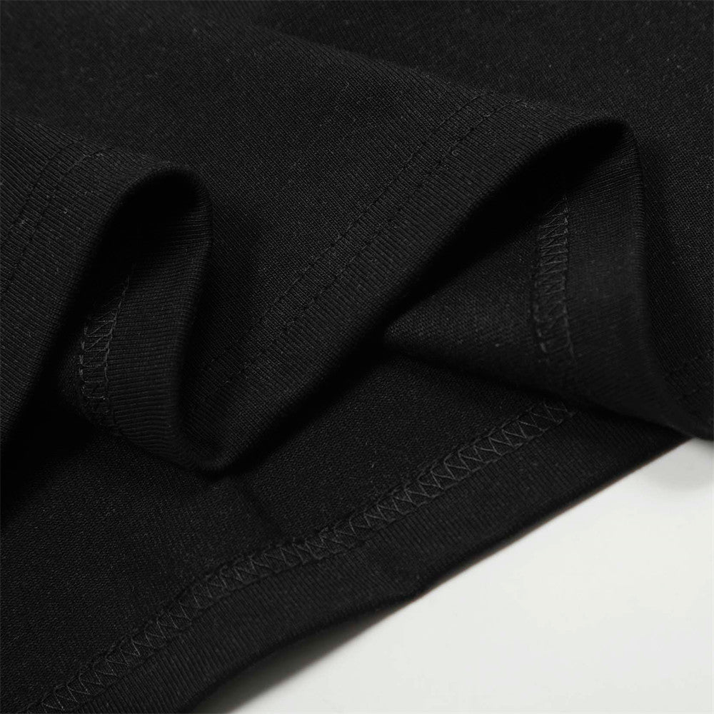 Niche High Street Floral Letter Print Short Sleeve T-Shirt INS Trendy American Summer Men's Casual Crew Neck Half Sleeve