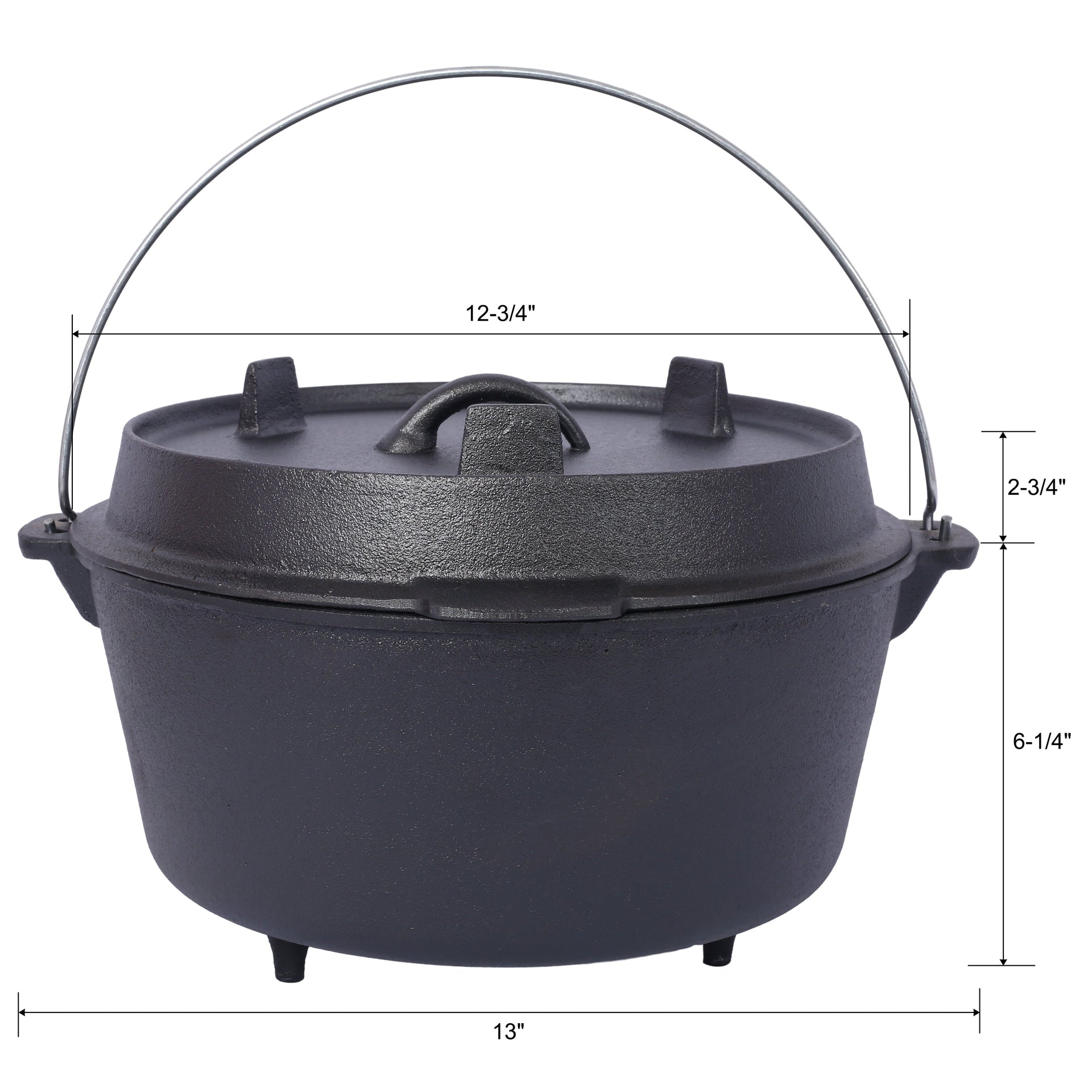 ast iron Dutch oven with lid, outdoor camping deep pot, used for camping, cooking, barbecue and leg rest, 8 Quart