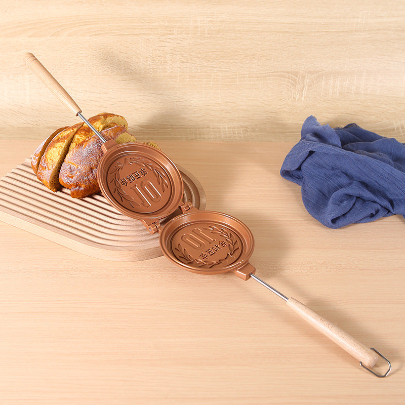 Aluminum Sanming Pan Round Double-sided Pattern Waffle Mold Home Breakfast Pancake Tool