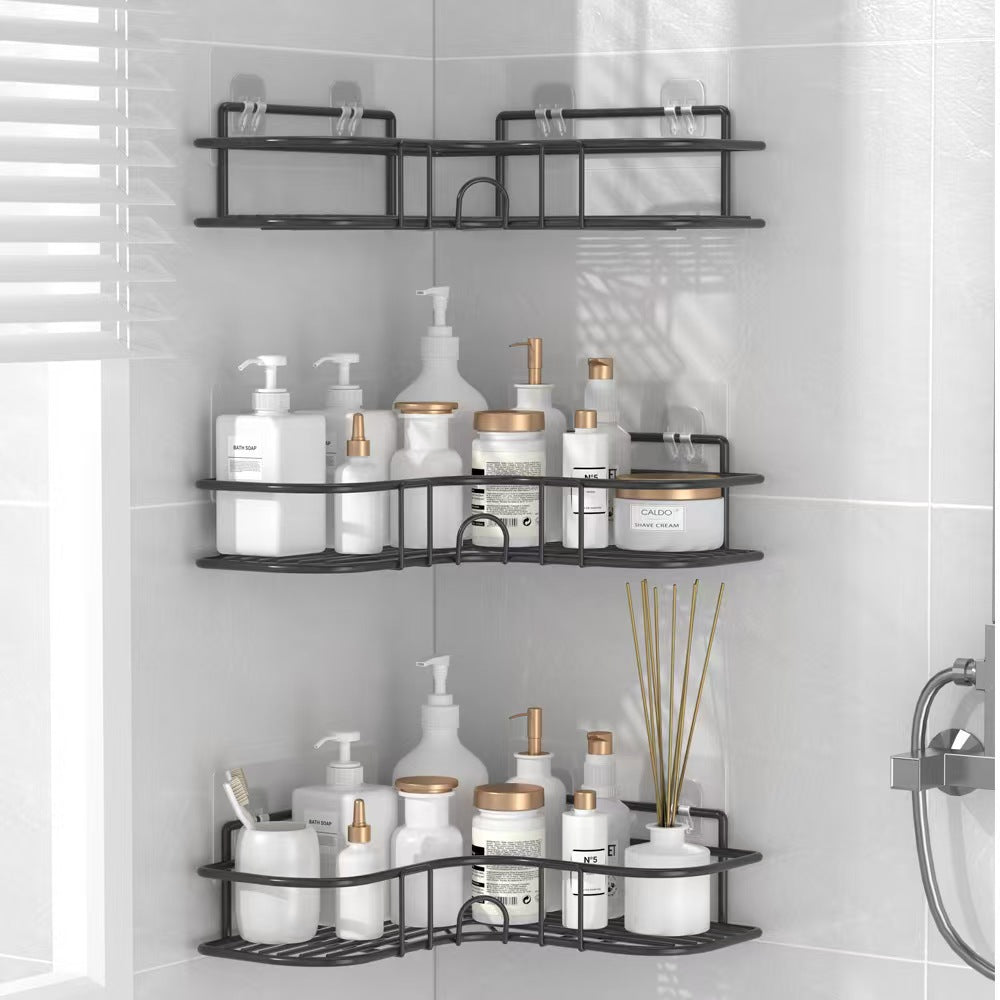 Bathroom Storage Rack Toilet Washroom Wall-Mounted Hole-Free Multi-Functional Iron Mesh Long Strip Organizer