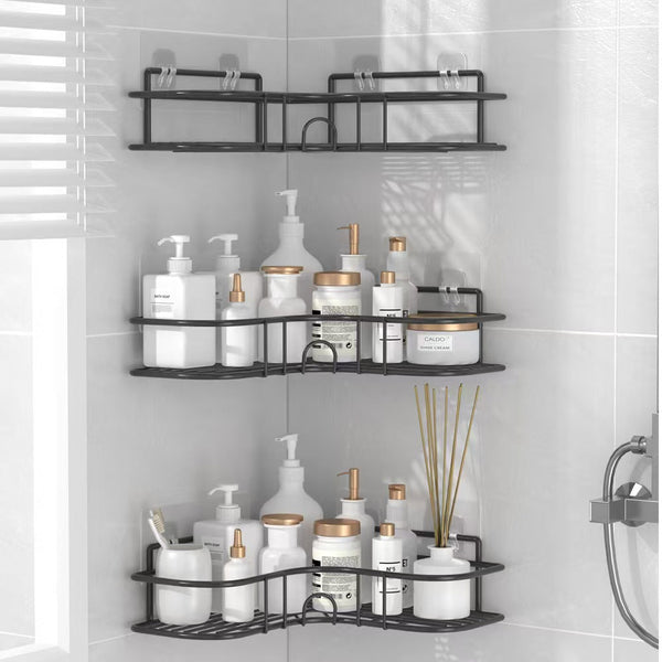 Bathroom Storage Rack Toilet Washroom Wall-Mounted Hole-Free Multi-Functional Iron Mesh Long Strip Organizer