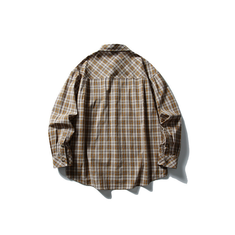 Casual long sleeved checkered shirt men's and women's loose shirt