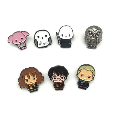 Harri Potter Wizard student Enamel Pin Brooches Cartoon Creative Metal Brooch Pins Denim Hat Badge Collar Jewelry