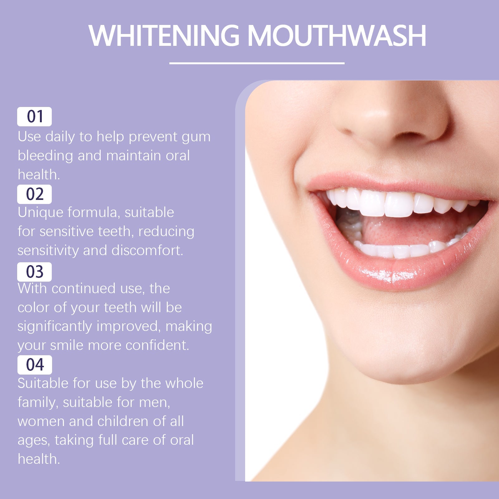 Purple Dental Mouthwash, Gentle Ingredients To Protect Teeth Clean Stains Left Fresh Smell