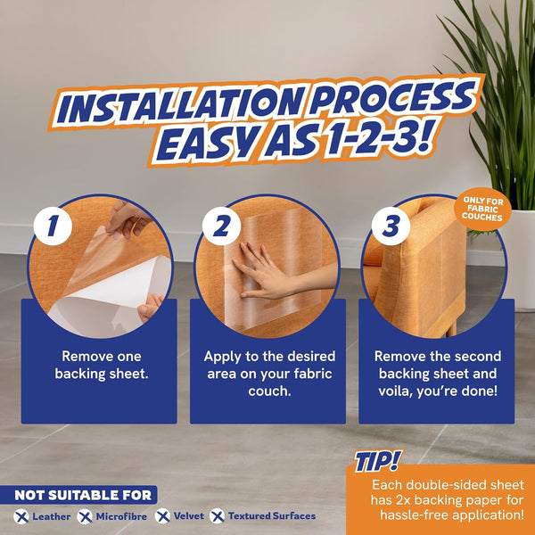 Panther Armor Cat Scratch Furniture Protector – Double Sided Anti Cats Scratching Sticky Tape – 10 Sheets