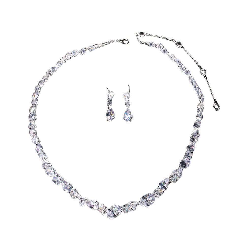 Simple necklace earring set bride's wedding jewelry set fashionable and versatile accessories