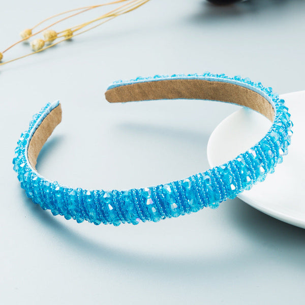 Hair Hoop Hand-Woven Beaded Headband Female Baroque Sponge Hair Bundle Korean Face Wash Hair Accessories
