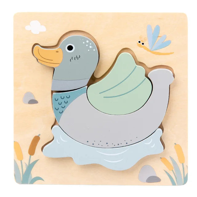 Wooden New Cartoon Animal Stereoscopic Plane Puzzle for Early Childhood Education Cognitive Puzzle Puzzle Toy