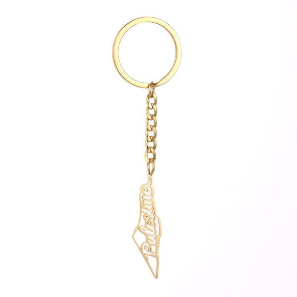 Israel Palestine Map Flag Drip Oil Stainless Steel Keychain Fashion Men's and Women's Stainless Steel Keys