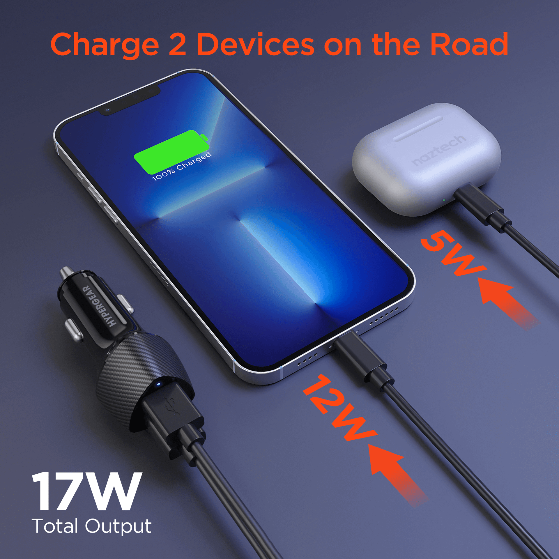 HyperGear SpeedBoost 12W USB + 5W USB Car Charger