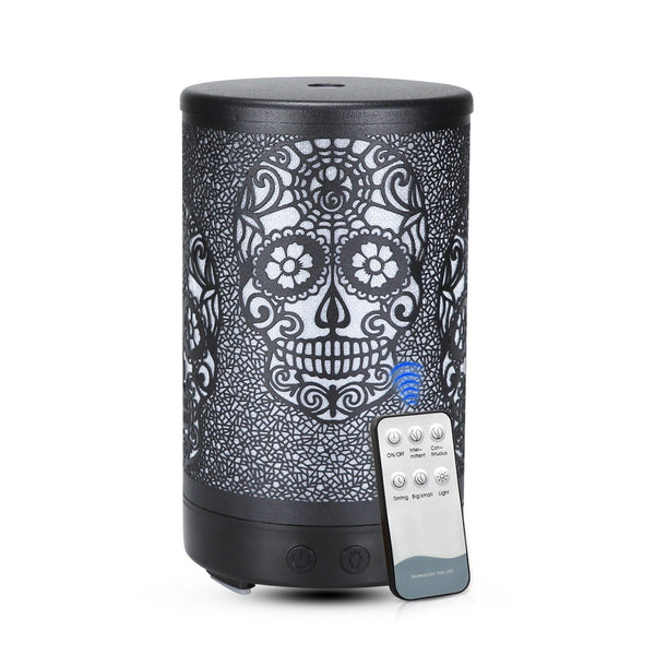 100ml Iron Metal Humificador De Aroma 7 Colors Led Lamp Ultrasonic Electric Skull Aroma Diffuser With Remote