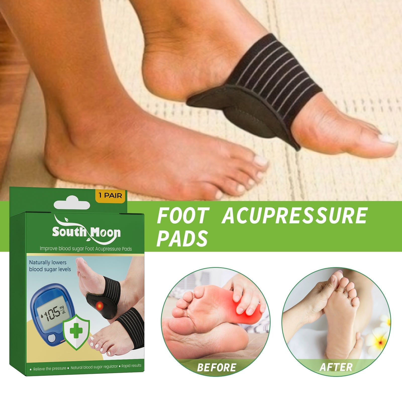 Foot Acupressure Pads, Relieve Heel Soreness Foot Massage Treatment Physical Discomfort Acupressure Pad