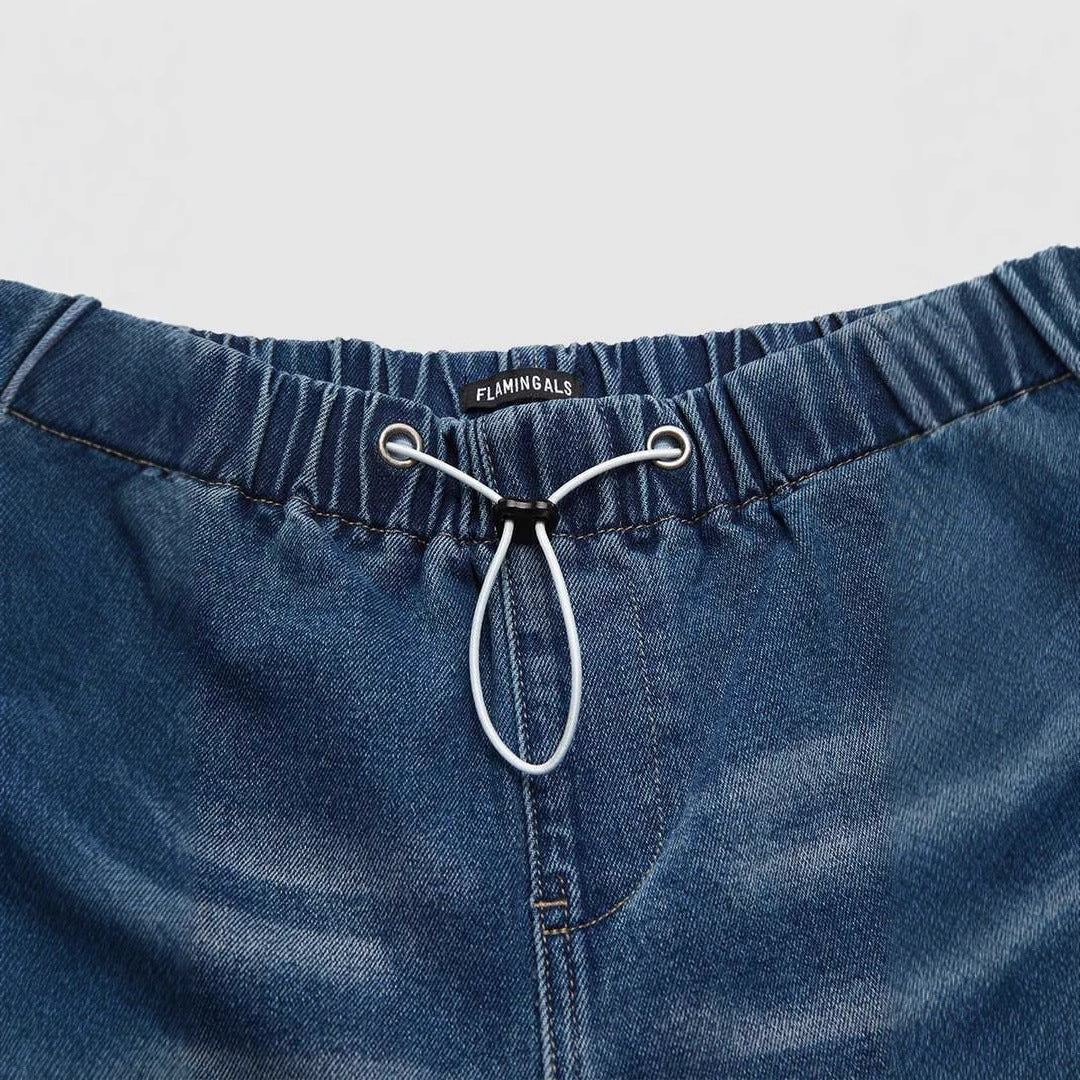 Mid waist wide leg pleated loose jeans women's street retro straight leg pants women