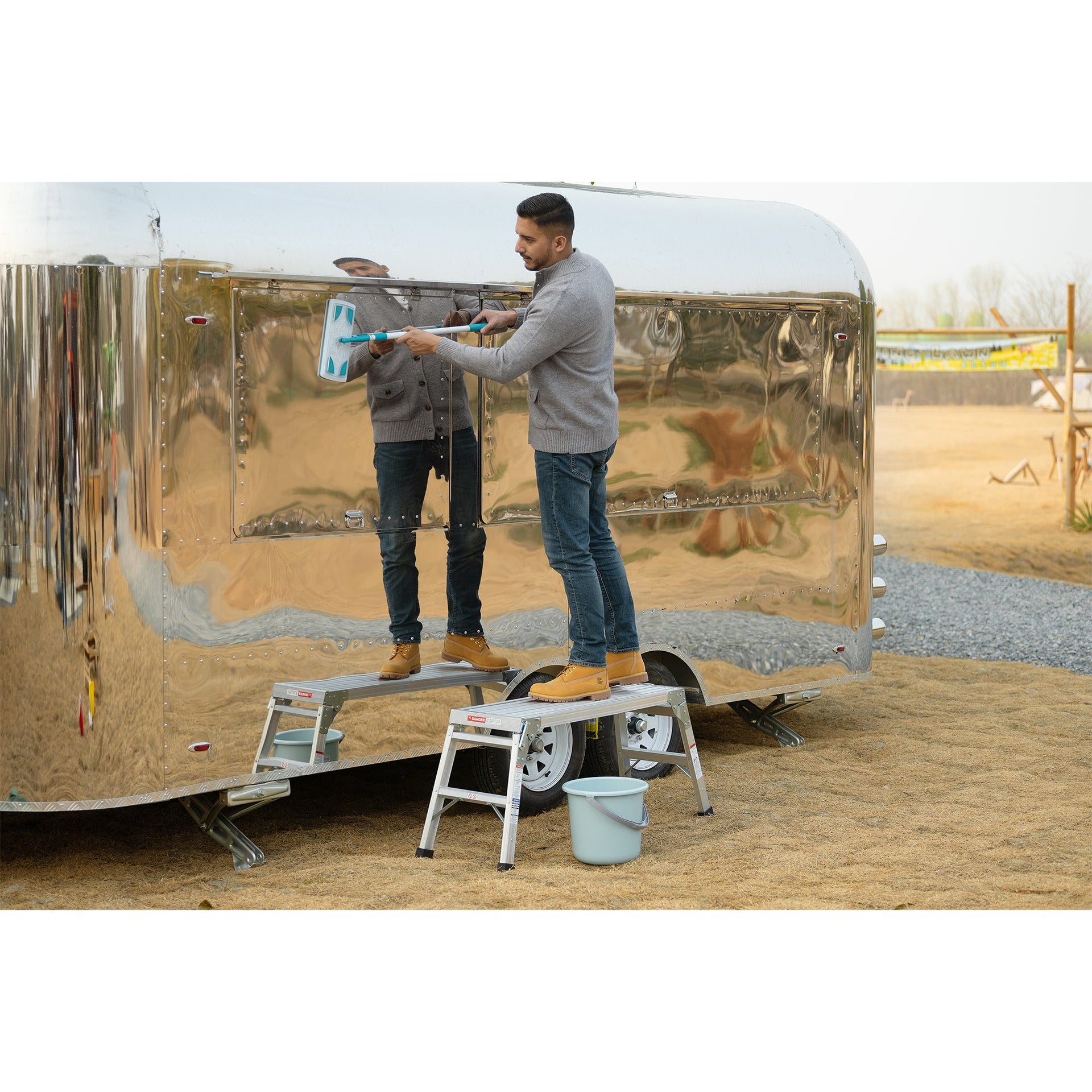 Work Platform Aluminum Portable Bench Folding Ladder ANSI Capacity 225 LBS 40