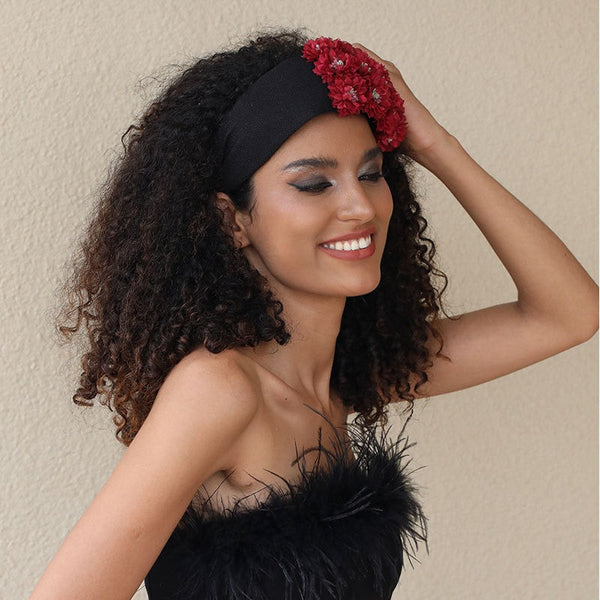 Flower series fashionable wide edge handmade fabric headband headband for women