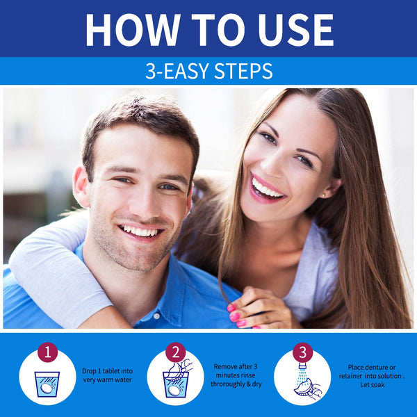 Denture Cleaning Tablet, White Denture Fresh Breath Oral Care Cleaning Tablet