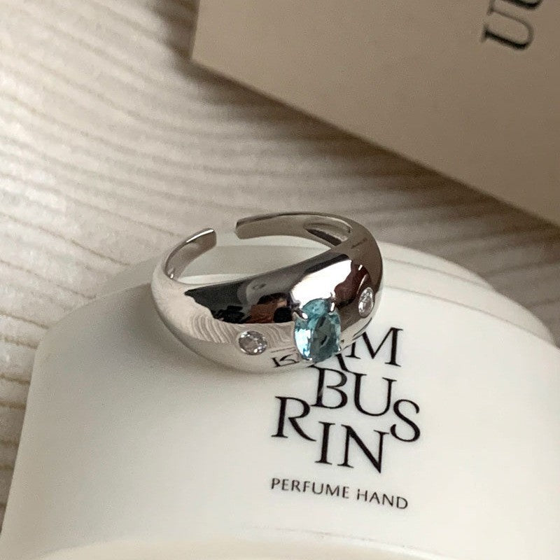 Dopamine love colored zircon diamond ring female niche index finger high-end fashion personality open ring