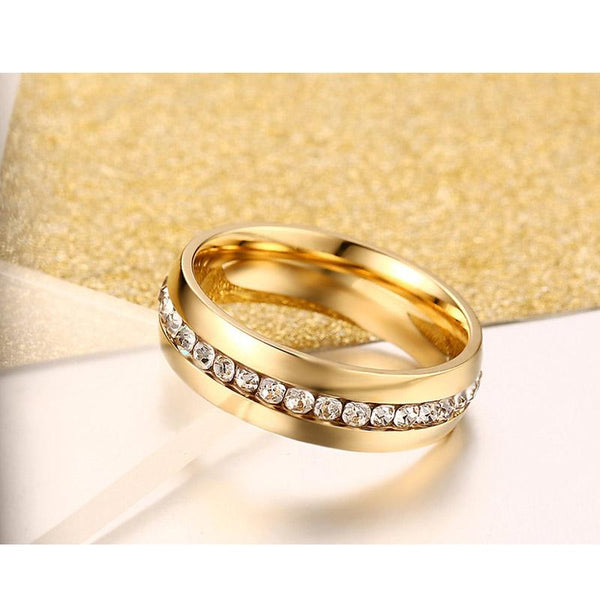 crystal wedding ring for women 6mm stainless steel engagement