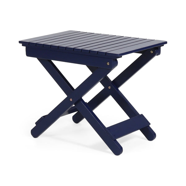 Outdoor Folding Wooden Side Table, Navy Blue, 15