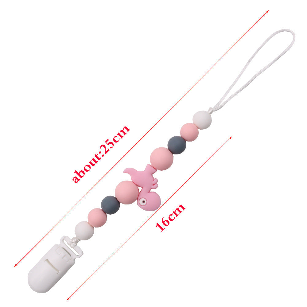 New baby pacifier chain clip teeth glue toy anti-drop chain silicone dinosaur pacifier chain baby products