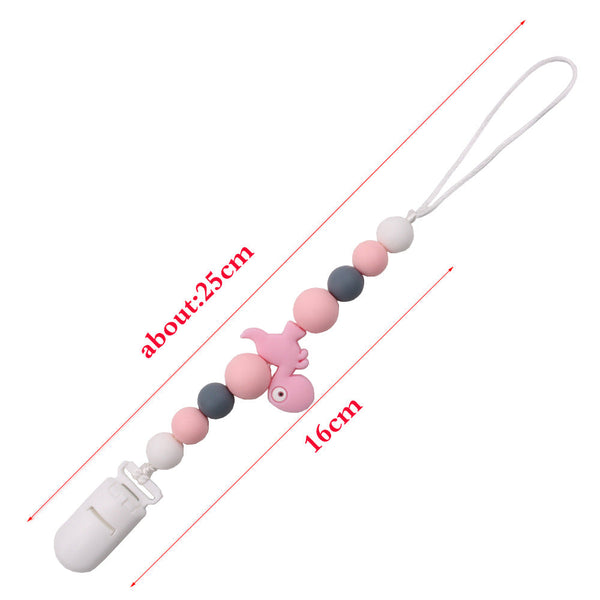 New baby pacifier chain clip teeth glue toy anti-drop chain silicone dinosaur pacifier chain baby products
