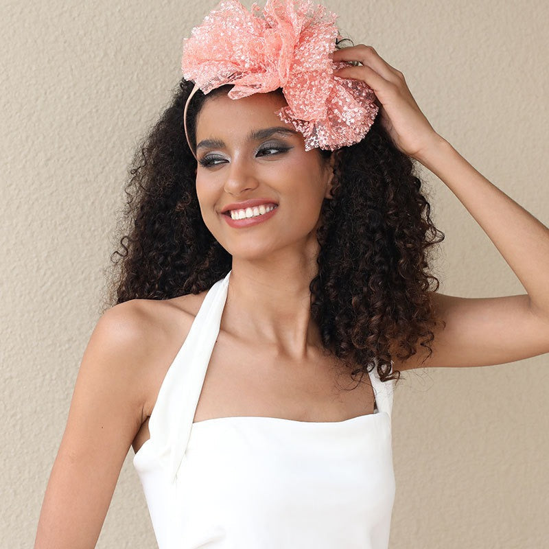 Fashionable lace embroidered polka dot oversized bow headband