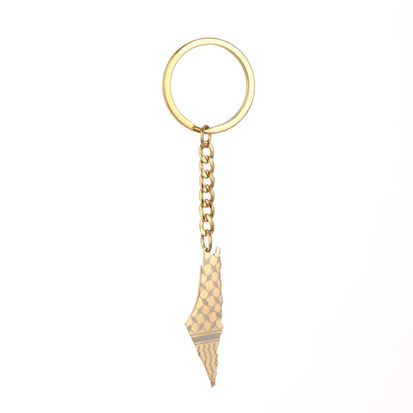 Israel Palestine Map Flag Drip Oil Stainless Steel Keychain Fashion Men's and Women's Stainless Steel Keys