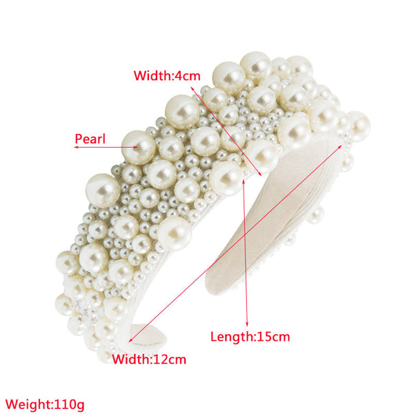 New Heavy Industry Pearl Hair Ornament Women's Wide brim Korean version Net Red Washing Head Band Hair Ornament
