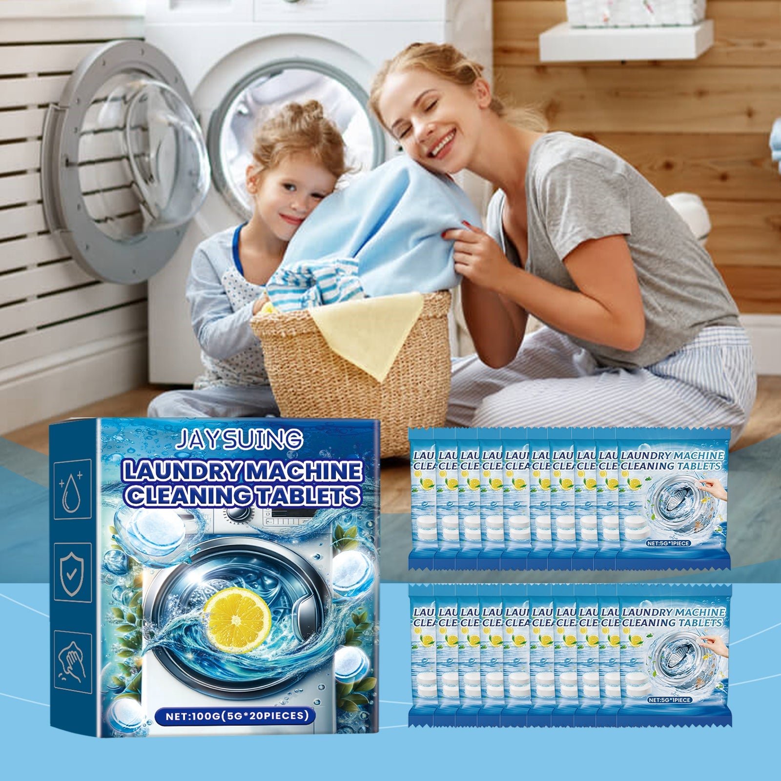 Washing Machine Decontamination Effervescent Tablets, Clean Odors Washing Machine Slot Depth Decontamination Cleaning Tablets
