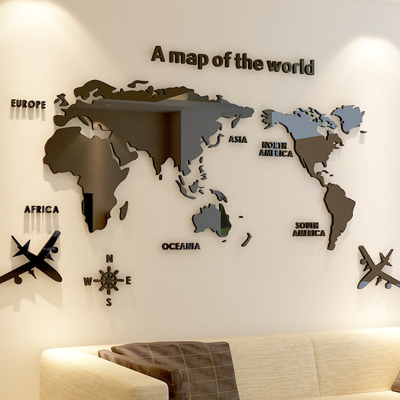 Creative Home Background Wall Stickers Acrylic 3D Wall Stickers Living Room TV Background M70- Map