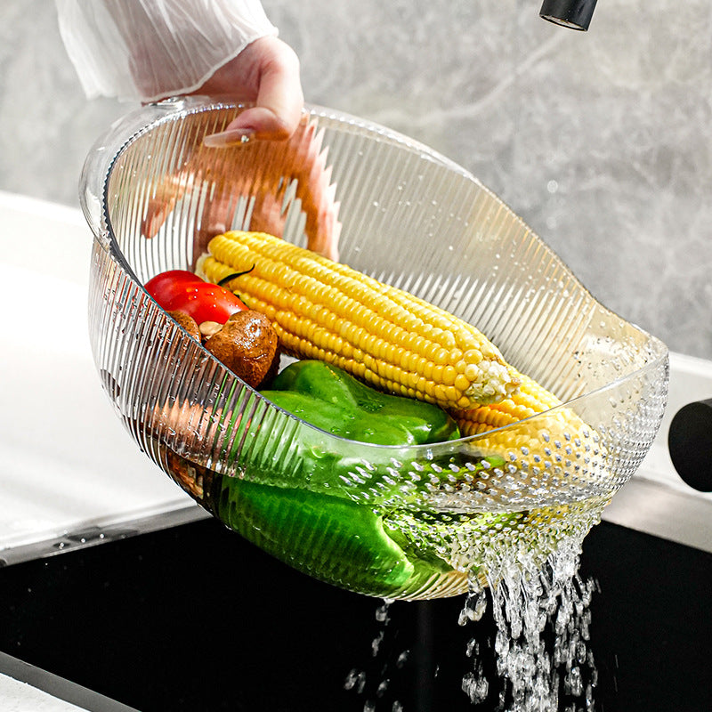 Household washing basket basin plastic drain basket wash fruit basin rice basket storage basket