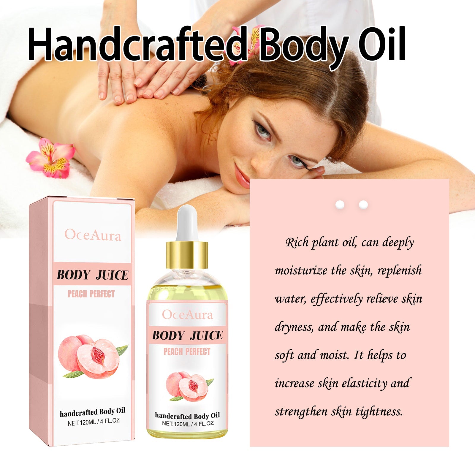 Handcrafted Body Oil, Hydrating And Moisturizing Essential Oil For Firming And Soothing Skin