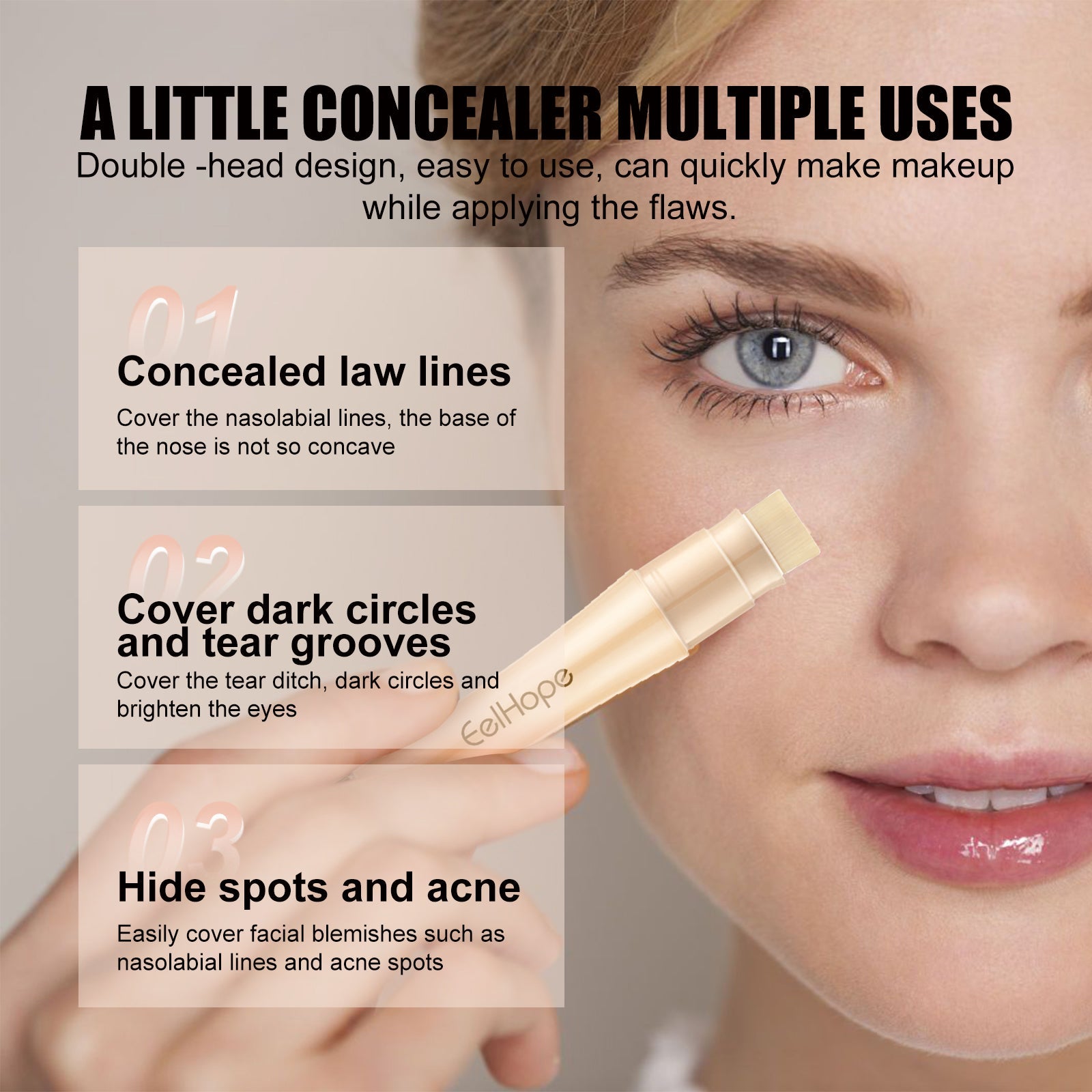 Double Head Concealer, Brightening And Waterproofing Concealer Stick