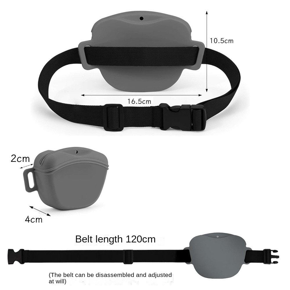 Silicone Dog Training Waist Bag Outdoor Portable Crossbody Pet Snack Pouch