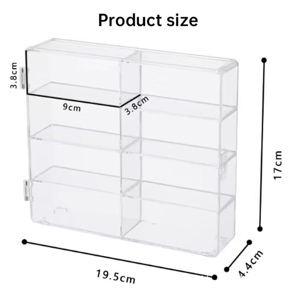 1:64 Acrylic Car Display Box – 8-grid, dustproof, stackable, transparent. Fits Hot Wheels.