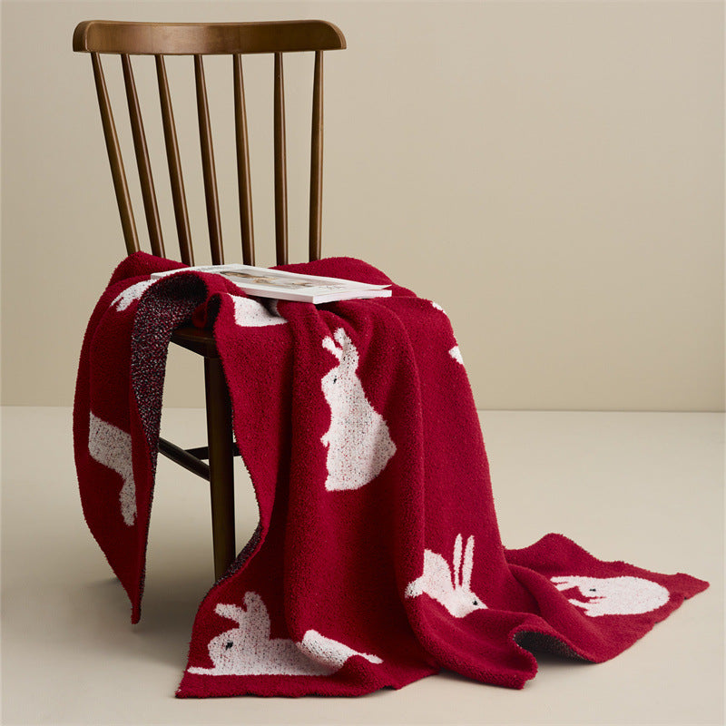 New Year Rabbit Blanket Sofa Blanket Scarf