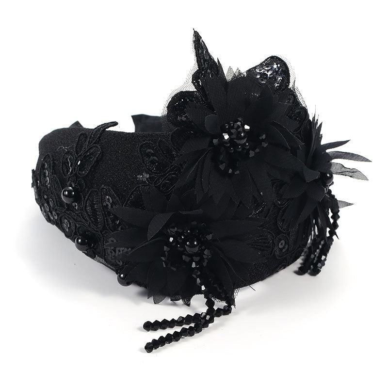 Fashionable handmade embroidery three-dimensional simulation crystal flower hair hoop