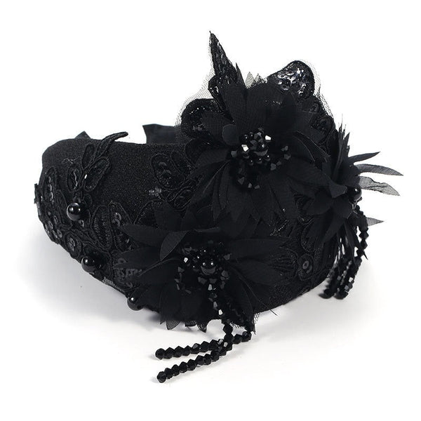 Fashionable handmade embroidery three-dimensional simulation crystal flower hair hoop