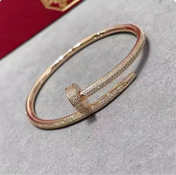 Precision Thick Plating Head and Tail Diamond Fashion Three-Circle Full Diamond Couple Bracelet