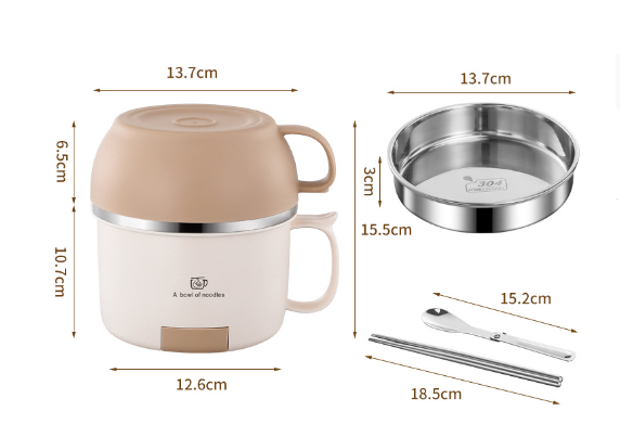 Anti-scalding 304 stainless steel lunch box instant noodle bowl with lid and handle lunch box