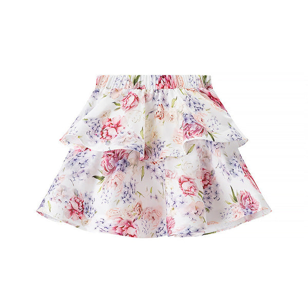 Fashionable and Sexy Halter Sleeveless Top with Floral Print Skirt