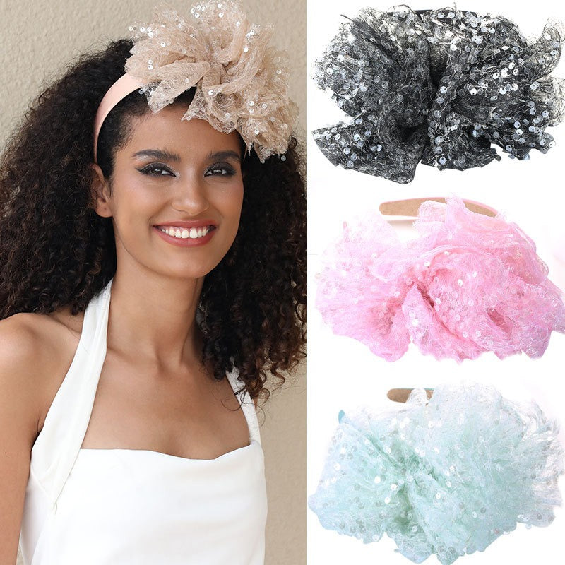 Fashionable fish scale cloud fabric large bow hairband