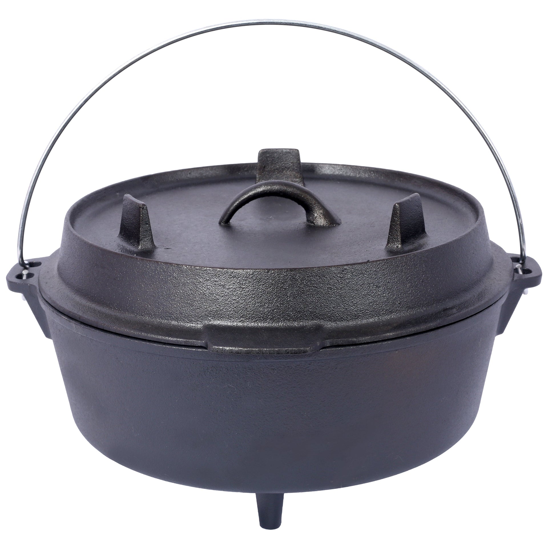 ast iron Dutch oven with lid, outdoor camping deep pot, used for camping, cooking, barbecue and leg rest, 8 Quart