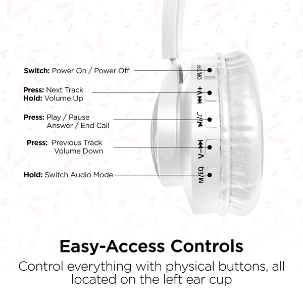 HyperGear Bunny Tracks Wireless Light-Up Headphones