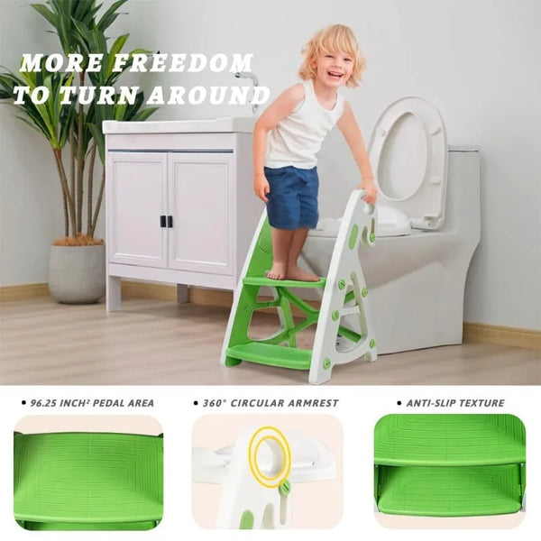 Potty Training Seat & Toddler Step Stool Stability Toddler Toilet Seat Adjustable Height Potty Seats for Toddlers Boys Girls